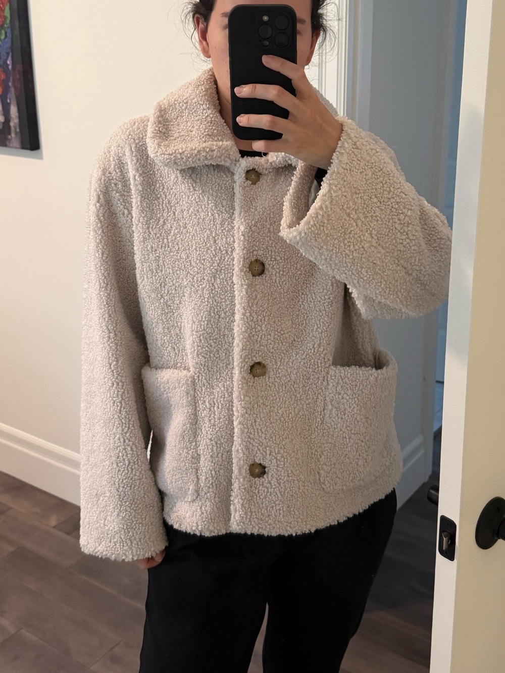 Aritzia Wilfred Cream Teddy Button-Up Jacket